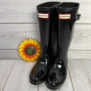 Hunter‎ Big Kids Original Gloss Black Rain Boots UK 3 US 4/5Y